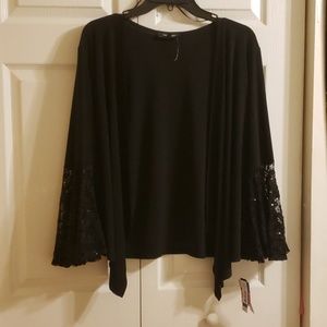Lace Bell Sleeve Draped Jacket.